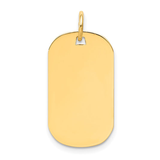 14k Yellow Gold Plain .027 Gauge Dog Tag Disc Engravable Charm Pendant Jewelry Gifts (Length 0.98" Width 0.51")