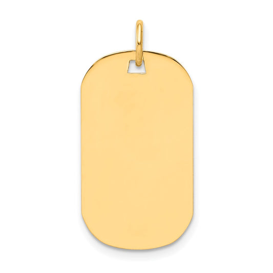 14k Yellow Gold Plain .009 Gauge Dog Tag Disc Engravable Charm Pendant Jewelry Gifts (Length 1.01" Width 0.55")