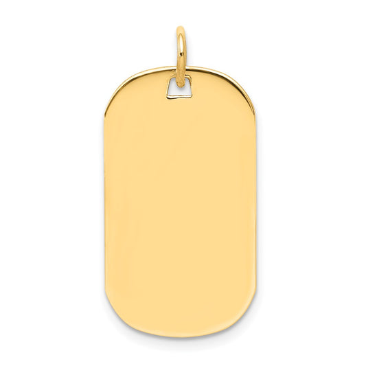 14k Yellow Gold Plain .027 Gauge Dog Tag Disc Engravable Charm Pendant Jewelry Gifts (Length 1.05" Width 0.55")