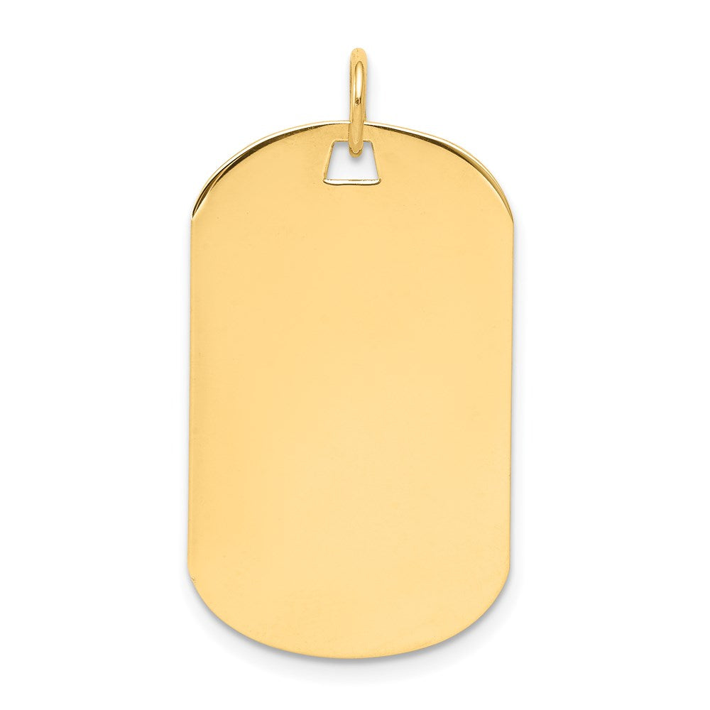 14k Yellow Gold Plain .018 Gauge Dog Tag Disc Engravable Charm Pendant Jewelry Gifts (Length 1.17" Width 0.66")