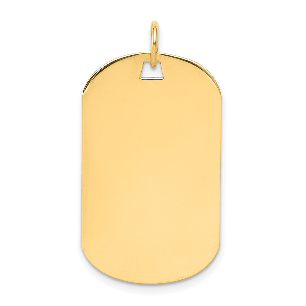 14k Yellow Gold Plain .018 Gauge Dog Tag Disc Engravable Charm Pendant Jewelry Gifts (Length 1.17" Width 0.66")