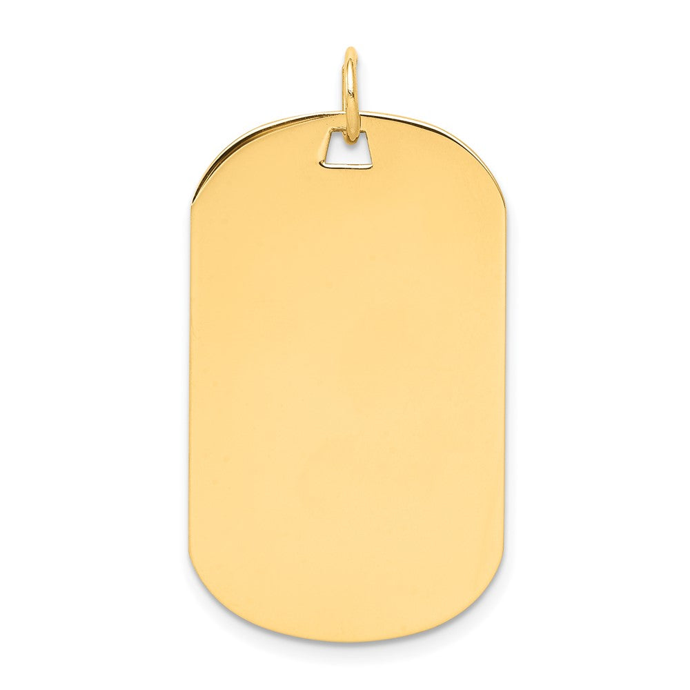 14k Yellow Gold Plain .018 Gauge Dog Tag Disc Engravable Charm Pendant Jewelry Gifts (Length 1.33" Width 0.74")