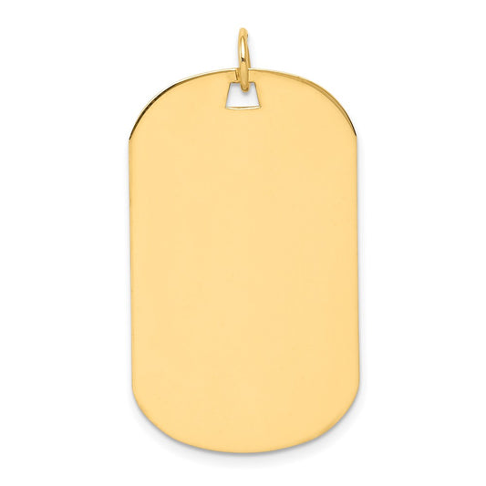 14k Yellow Gold Plain .027 Gauge Dog Tag Disc Engravable Charm Pendant Jewelry Gifts (Length 1.4" Width 0.78")