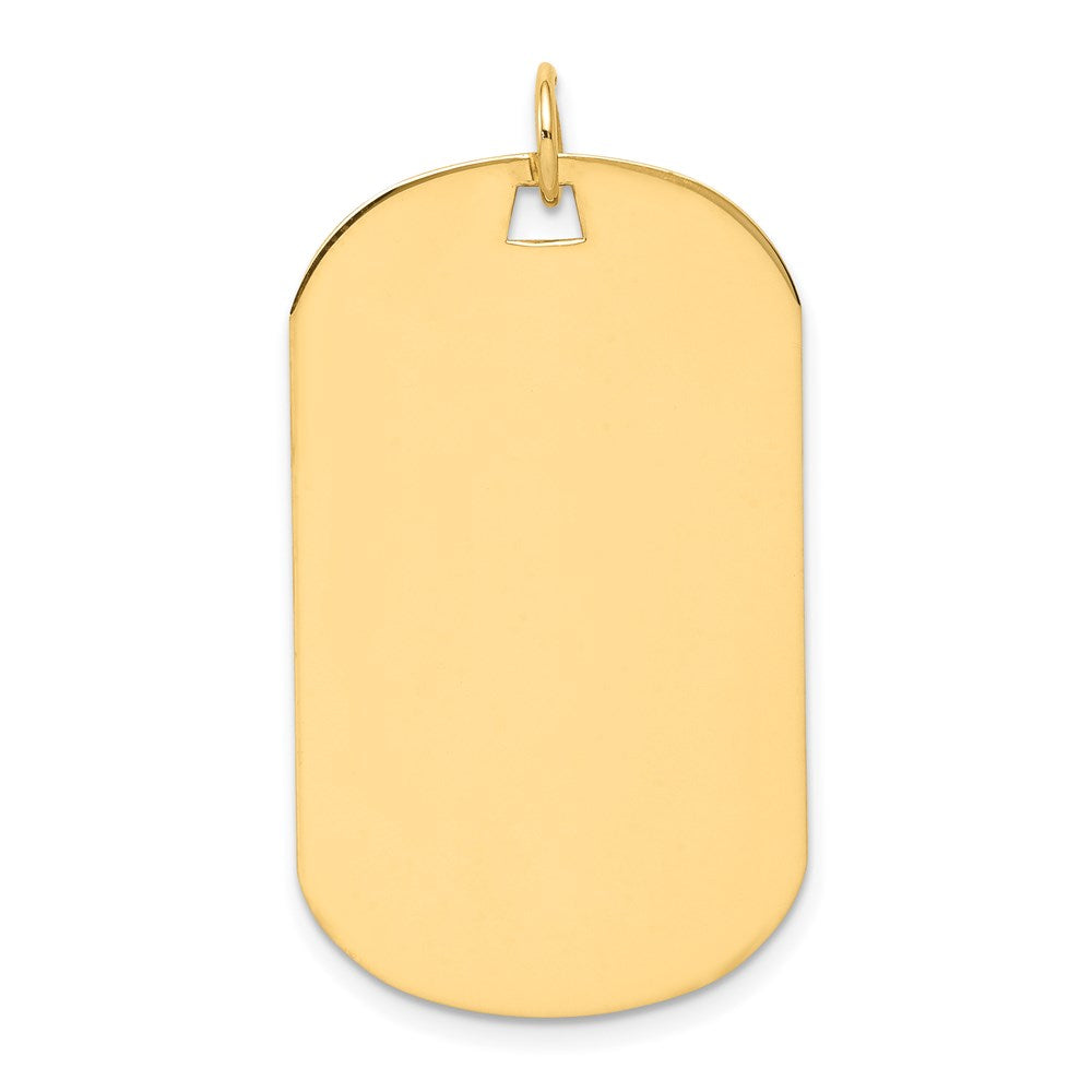 14k Yellow Gold Plain .027 Gauge Dog Tag Disc Engravable Charm Pendant Jewelry Gifts (Length 1.4" Width 0.78")