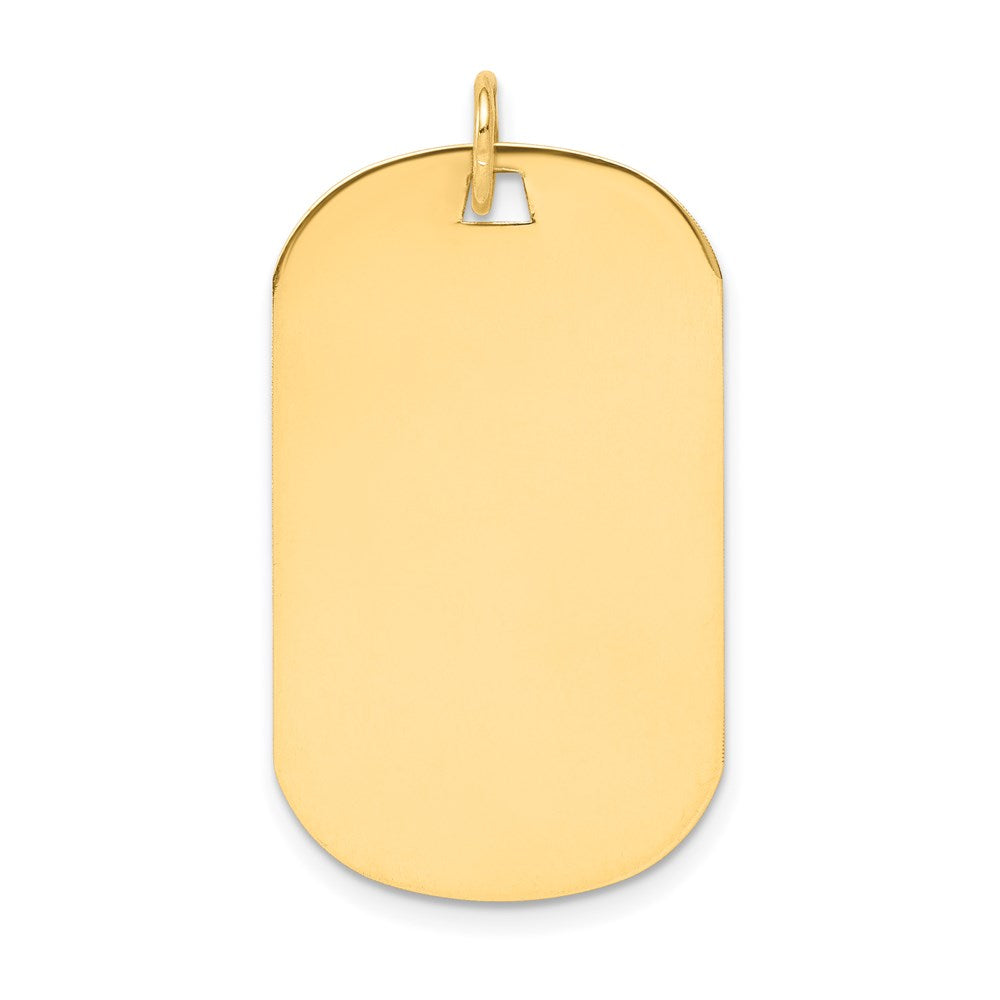 14k Yellow Gold Plain .013 Gauge Dog Tag Disc Engravable Charm Pendant Jewelry Gifts (Length 1.44" Width 0.82")
