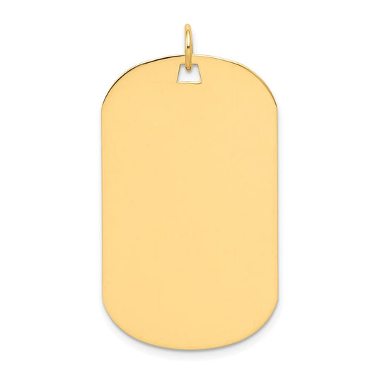 14k Yellow Gold Plain .027 Gauge Dog Tag Disc Engravable Charm Pendant Jewelry Gifts (Length 1.52" Width 0.86")