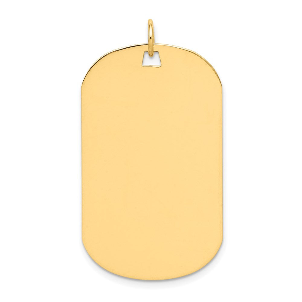 14k Yellow Gold Plain .027 Gauge Dog Tag Disc Engravable Charm Pendant Jewelry Gifts (Length 1.52" Width 0.86")