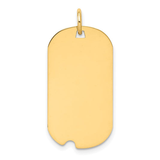 14k Yellow Gold Plain .018 Gauge Dog Tag with Notch Disc Engravable Charm Pendant Jewelry Gifts (Length 1.09" Width 0.59")