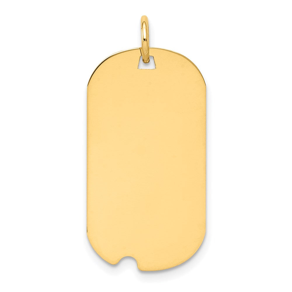 14k Yellow Gold Plain .027 Gauge Dog Tag with Notch Disc Engravable Charm Pendant Jewelry Gifts (Length 1.09" Width 0.59")