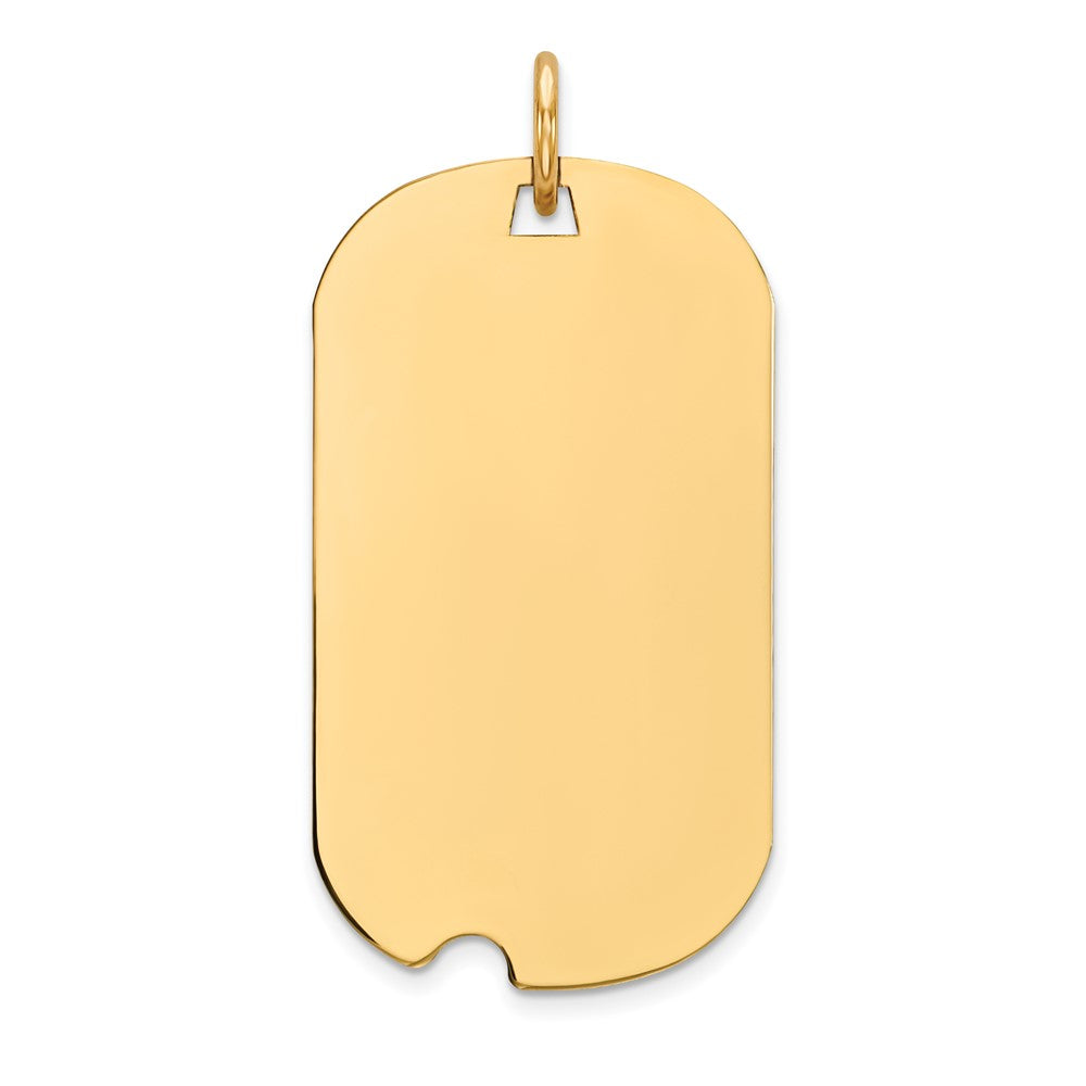 14k Yellow Gold Plain .027 Gauge Dog Tag with Notch Disc Engravable Charm Pendant Jewelry Gifts (Length 1.13" Width 0.59")