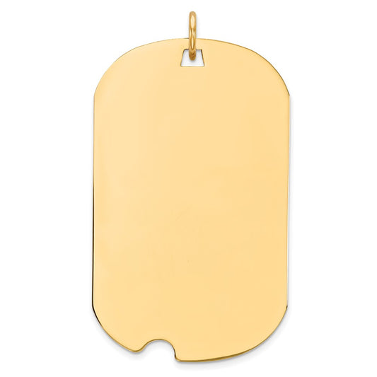 14k Yellow Gold Plain .027 Gauge Dog Tag with Notch Disc Engravable Charm Pendant Jewelry Gifts (Length 1.44" Width 0.78")