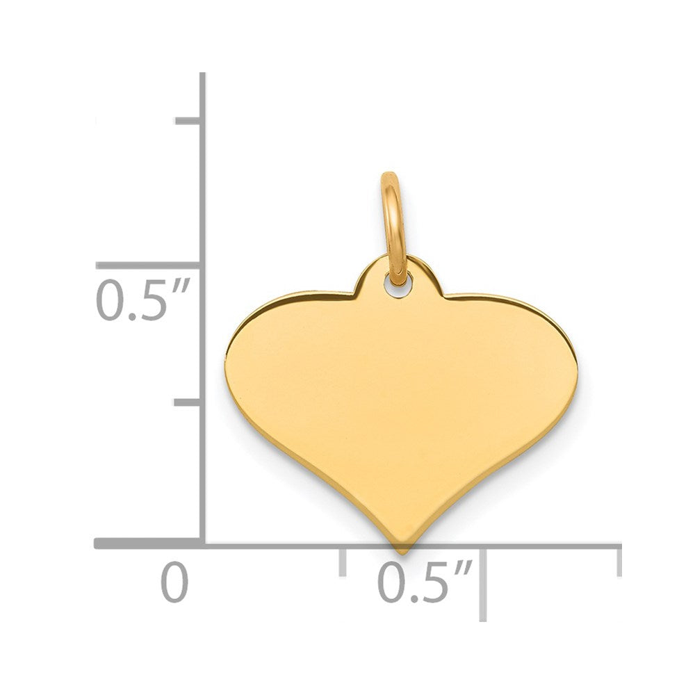 14k Yellow Gold Plain .011 Gauge Heart Disc Engravable Charm Pendant Jewelry Gifts (Length 0.62" Width 0.62")