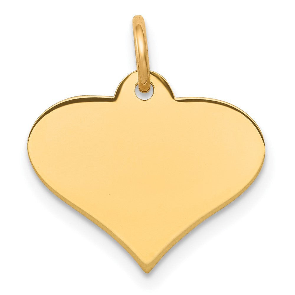 14k Yellow Gold Plain .011 Gauge Heart Disc Engravable Charm Pendant Jewelry Gifts (Length 0.62" Width 0.62")