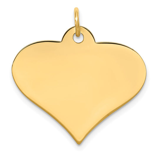 14k Yellow Gold Plain .027 Gauge Heart Disc Engravable Charm Pendant Jewelry Gifts (Length 0.98" Width 0.98")