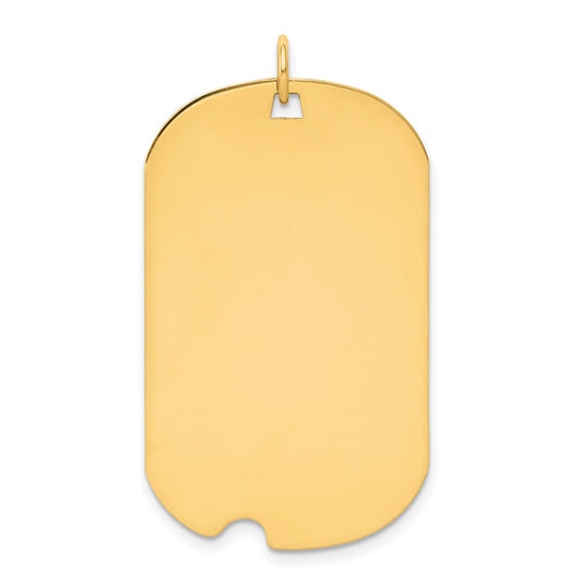 14k Yellow Gold Plain .035 Gauge Dog Tag with Notch Disc Engravable Charm Pendant Jewelry Gifts (Length 1.52" Width 0.9")