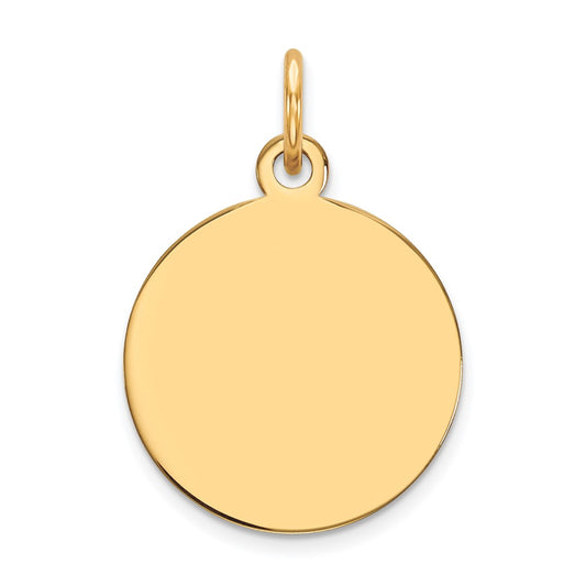14k Yellow Gold Plain .035 Gauge Circular Disc Engravable Charm Pendant Jewelry Gifts (Length 0.82" Width 0.59")