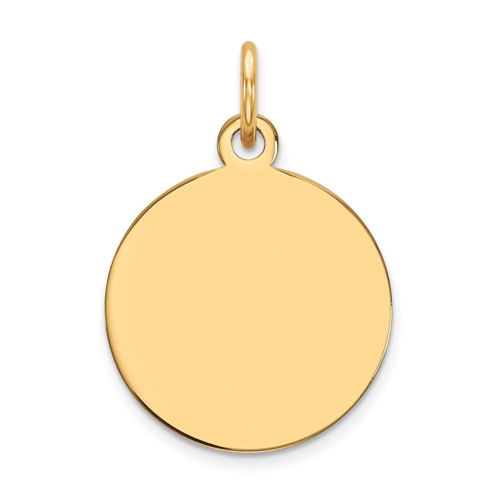 14k Yellow Gold Plain .009 Gauge Circular Disc Engravable Charm Pendant Jewelry Gifts (Length 0.82" Width 0.59")