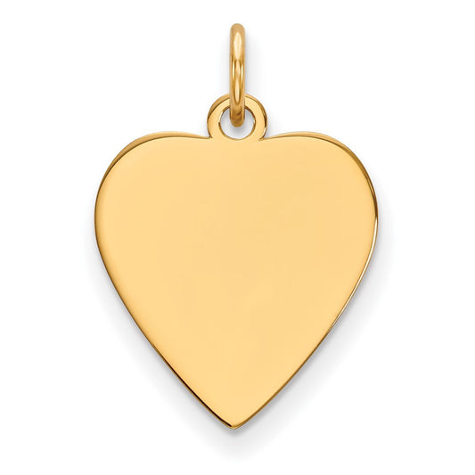 14k Yellow Gold Plain .027 Gauge Heart Disc Engravable Charm Pendant Jewelry Gifts (Length 0.82" Width 0.59")