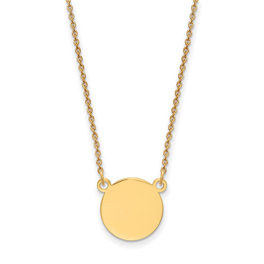 14k Yellow Gold Plain .027 Gauge Circular Disc 18in NecklaceEngravable Charm Pendant Jewelry Gifts (Length 18" Width 0.49")