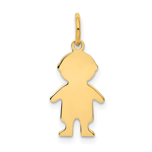 14k Yellow Gold .011 Depth BoyEngravable Charm Pendant Jewelry Gifts (Length 0.86" Width 0.35")