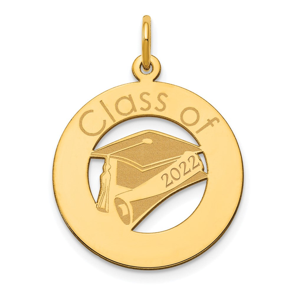 14k Yellow Gold Graduation Engravable Charm Pendant Jewelry Gifts (Length 0.98" Width 0.78")