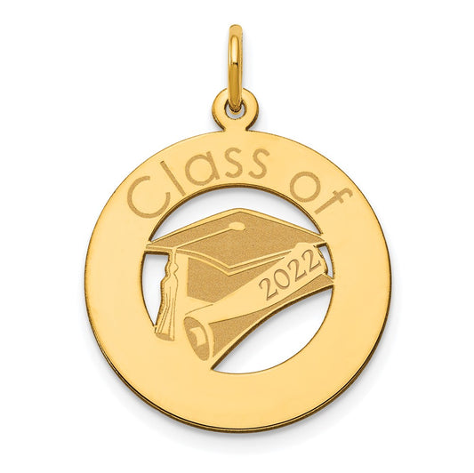 14k Yellow Gold Graduation Engravable Charm Pendant Jewelry Gifts (Length 0.98" Width 0.78")