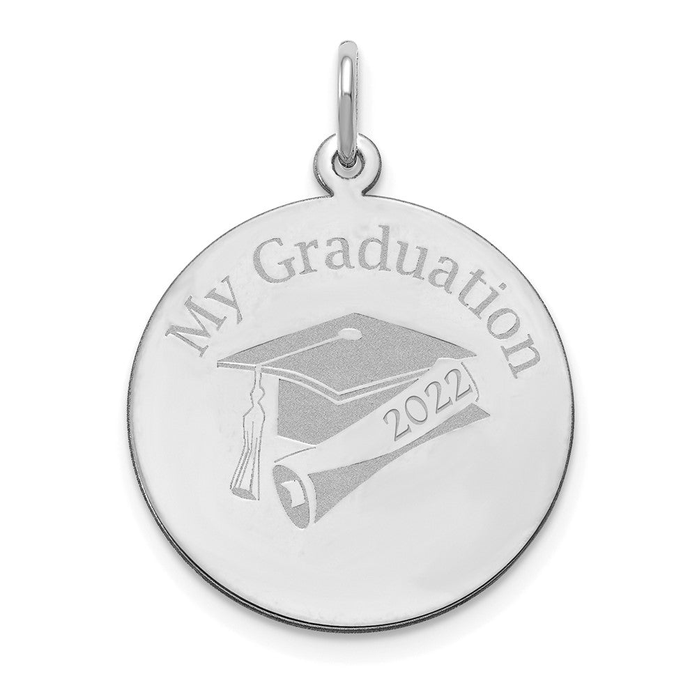 14k White Gold Graduation Engravable Charm Pendant Jewelry Gifts (Length 1.01" Width 0.74")