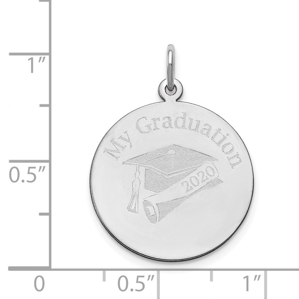 14k White Gold Graduation Engravable Charm Pendant Jewelry Gifts (Length 1.01" Width 0.74")