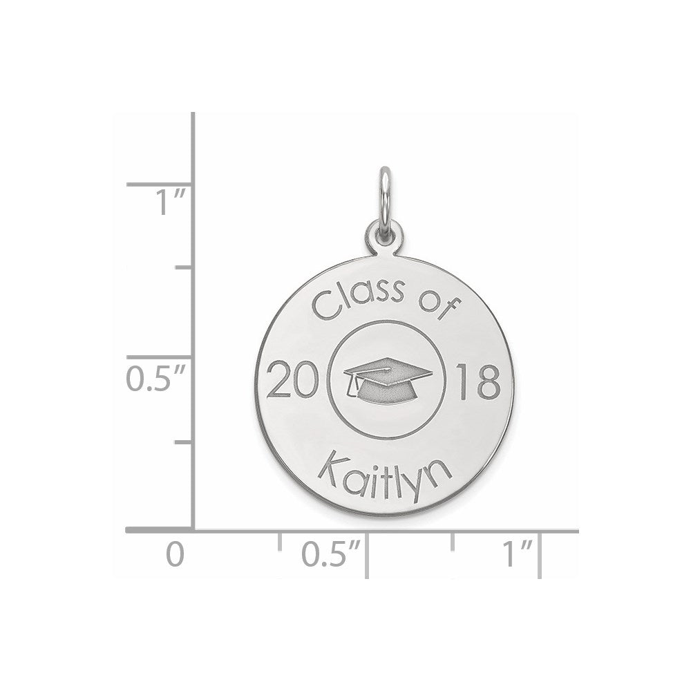 14k White Gold Graduation Engravable Charm Pendant Jewelry Gifts (Length 1" Width 0.74")