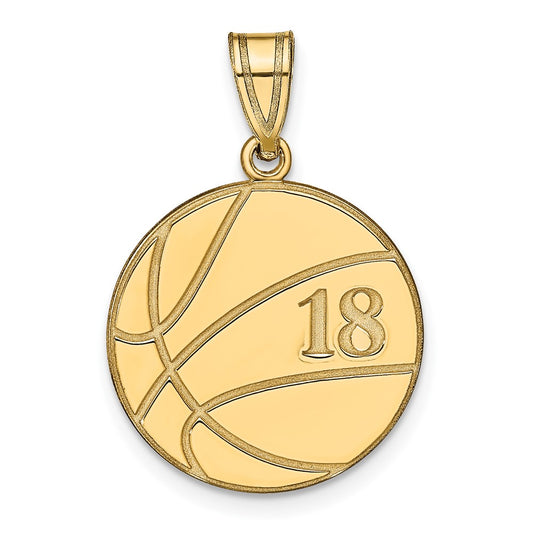 925 Sterling Silver Gold plated BasketballEngravable Charm Pendant Jewelry Gifts (Length 0.78" Width 0.7")
