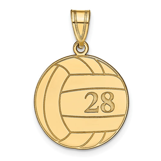 925 Sterling Silver Gold plated VolleyballEngravable Charm Pendant Jewelry Gifts (Length 0.86" Width 0.7")