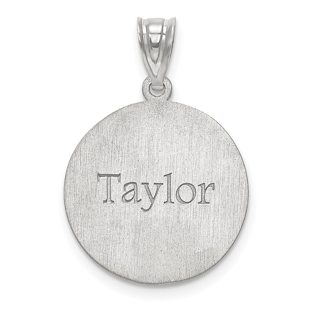 10K White Gold VolleyballEngravable Charm Pendant Jewelry Gifts (Length 0.72" Width 0.72")