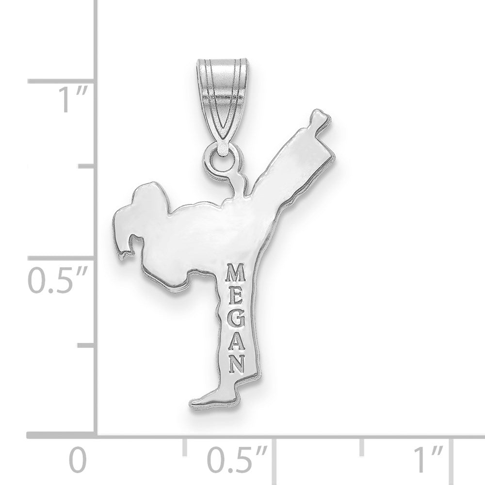 925 Sterling Silver Girl KarateEngravable Charm Pendant Jewelry Gifts (Length 0.78" Width 0.39")