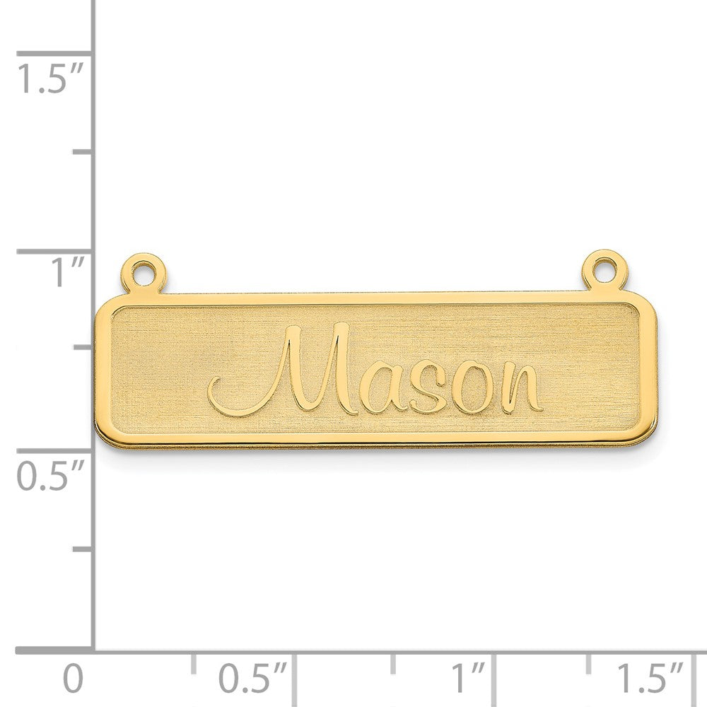 14k Yellow Gold Satin Name Plate Bar Engravable Charm Pendant Jewelry Gifts (Length 0.39" Width 1.4")