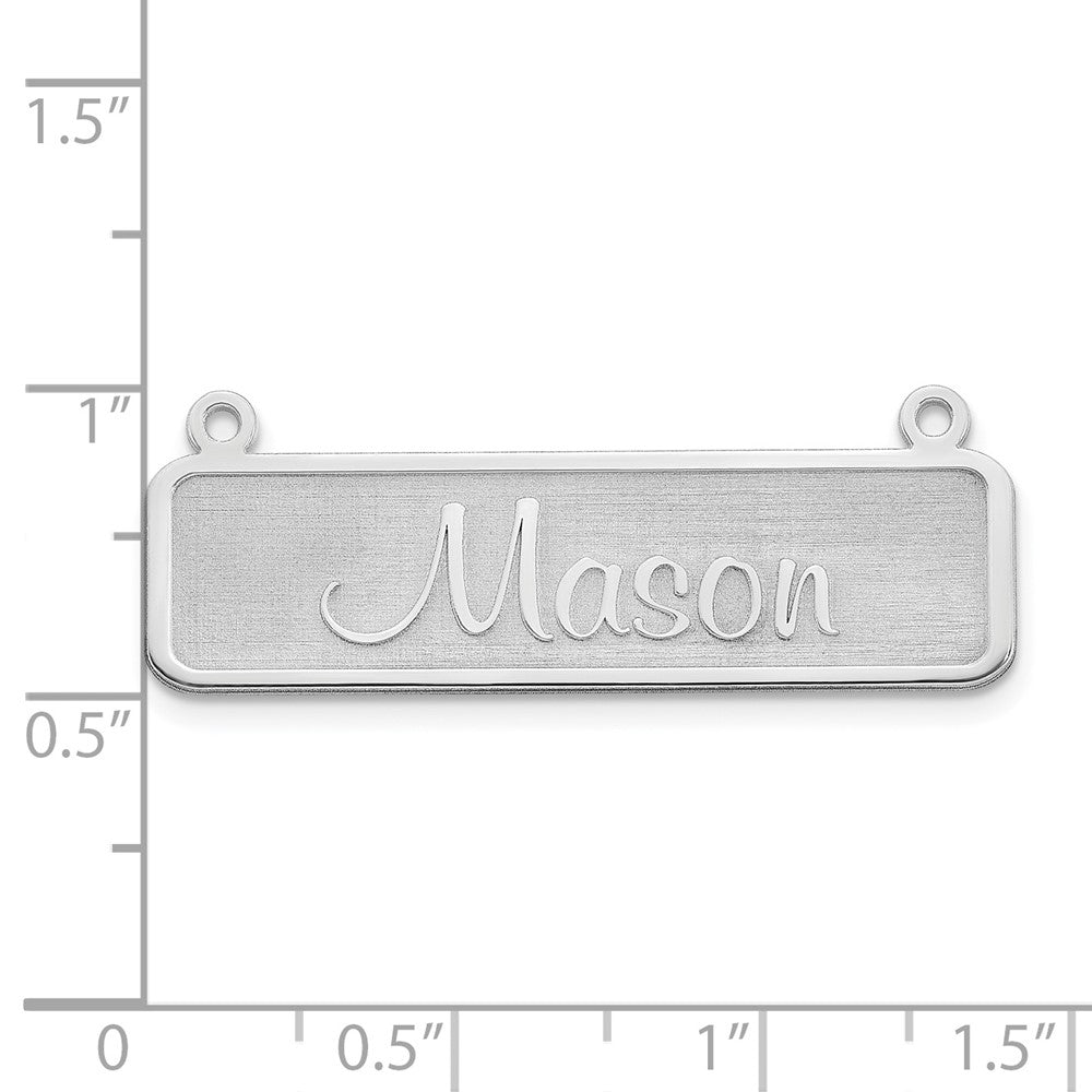 14k White Gold Satin Name Plate Bar Engravable Charm Pendant Jewelry Gifts (Length 0.39" Width 1.4")