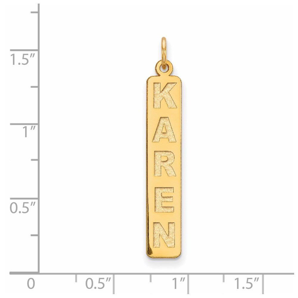 14k Yellow Gold Large Vertical Bar Engravable Charm Pendant Jewelry Gifts (Length 1.29" Width 0.23")