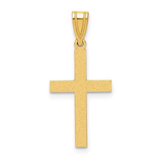 14k Yellow Gold Sandblasted Crucifix CrossEngravable Charm Pendant Jewelry Gifts (Length 0.98" Width 0.47")