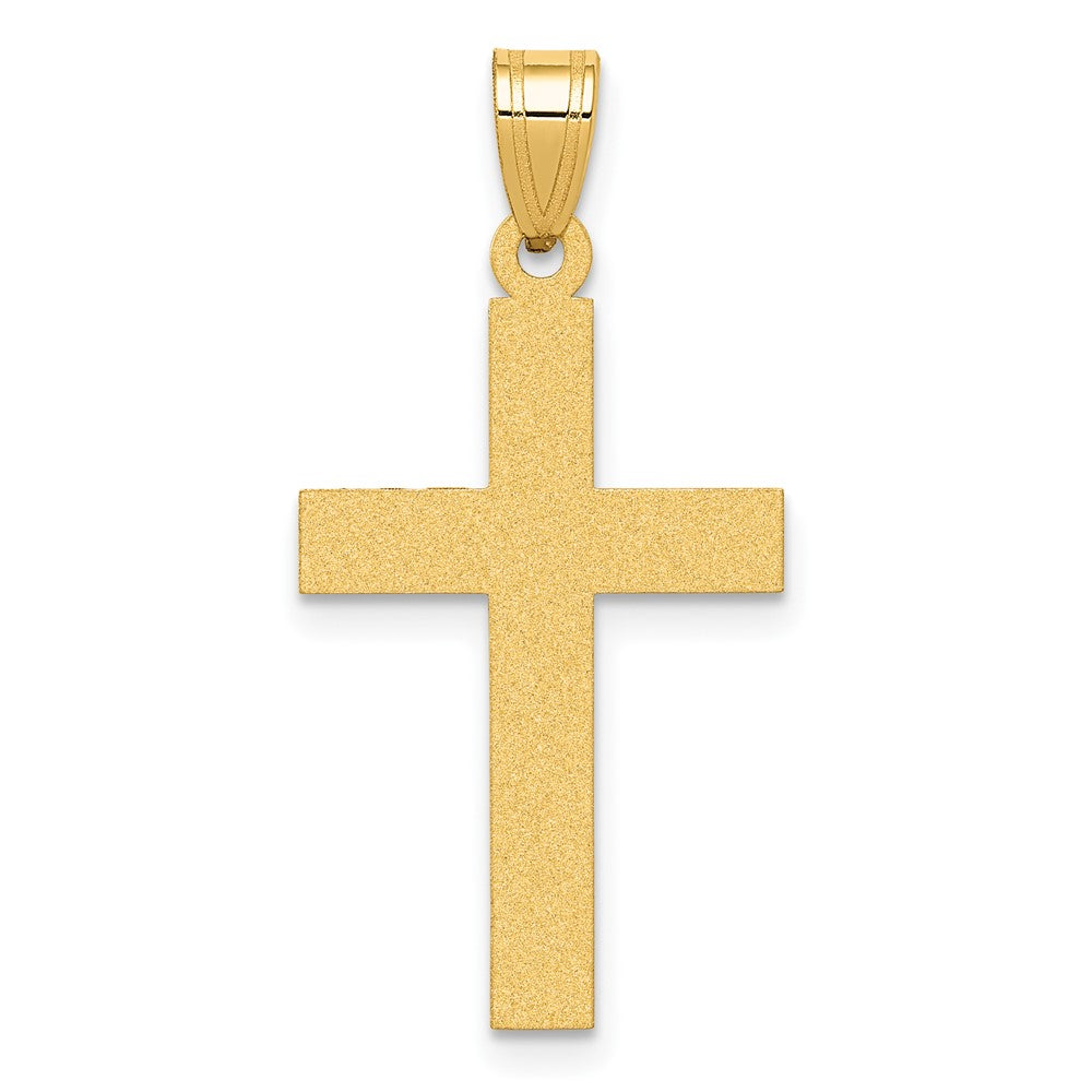 14k Yellow Gold Sandblasted Crucifix CrossEngravable Charm Pendant Jewelry Gifts (Length 1.09" Width 0.59")