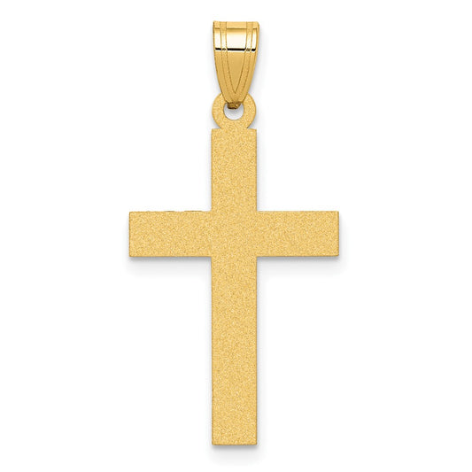 14k Yellow Gold Sandblasted Crucifix CrossEngravable Charm Pendant Jewelry Gifts (Length 1.09" Width 0.59")