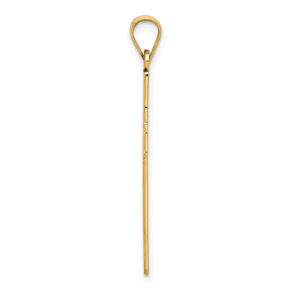 14k Yellow Gold Sandblasted Crucifix CrossEngravable Charm Pendant Jewelry Gifts (Length 1.37" Width 0.74")
