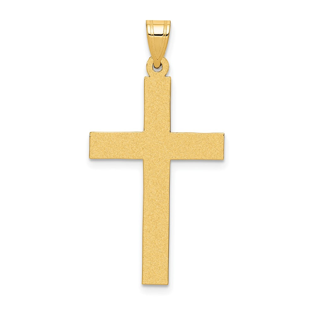 14k Yellow Gold Sandblasted Crucifix CrossEngravable Charm Pendant Jewelry Gifts (Length 1.37" Width 0.74")