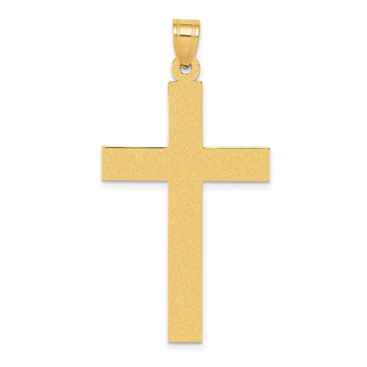 14k Yellow Gold Sandblasted Crucifix CrossEngravable Charm Pendant Jewelry Gifts (Length 1.79" Width 0.9")