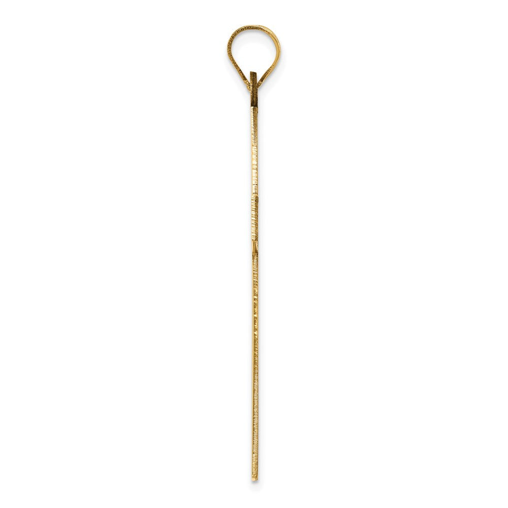 14k Yellow Gold Sandblasted Crucifix CrossEngravable Charm Pendant Jewelry Gifts (Length 1.95" Width 0.98")