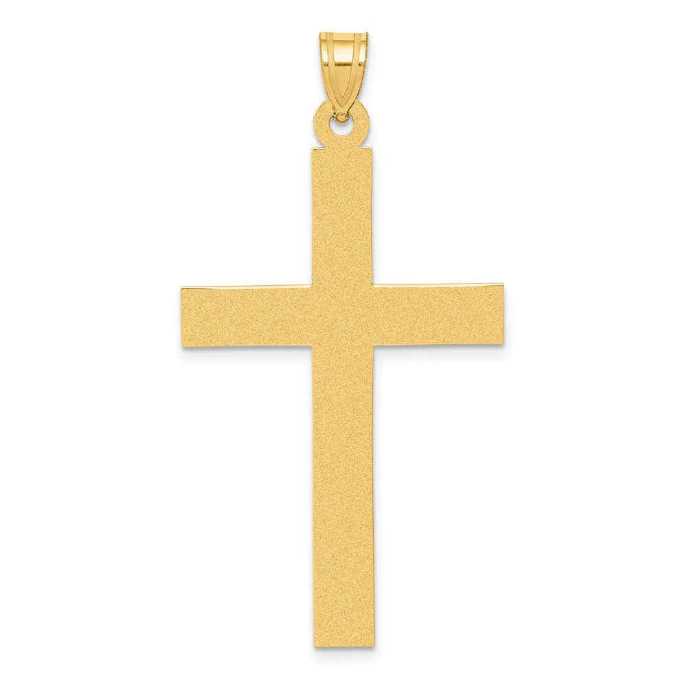 14k Yellow Gold Sandblasted Crucifix CrossEngravable Charm Pendant Jewelry Gifts (Length 1.95" Width 0.98")