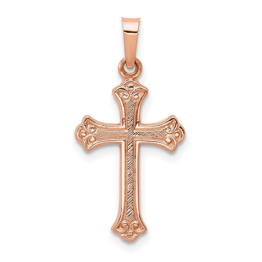 14K Rose Gold Crucifix CrossEngravable Charm Pendant Jewelry Gifts (Length 0.86" Width 0.55")