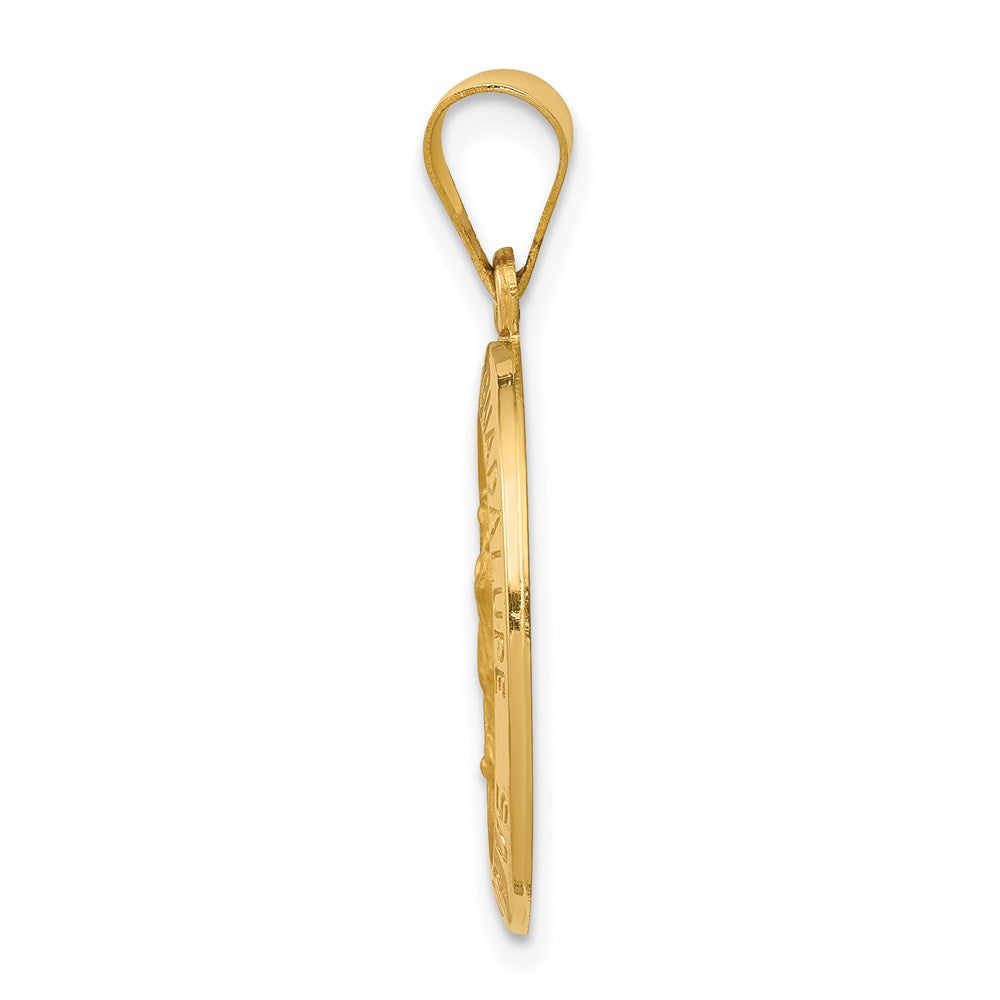 14k Yellow Gold Polished and Satin Our Lady Guadalupe Medal Hollow Engravable Charm Pendant Jewelry Gifts (Length 1.09" Width 0.51")