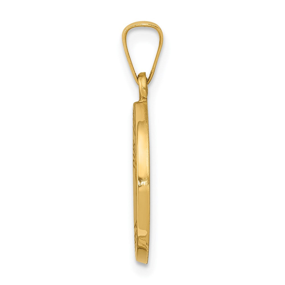 14k Yellow Gold Polished and Satin Our Lady Fatima Medal Hollow Engravable Charm Pendant Jewelry Gifts (Length 0.86" Width 0.59")