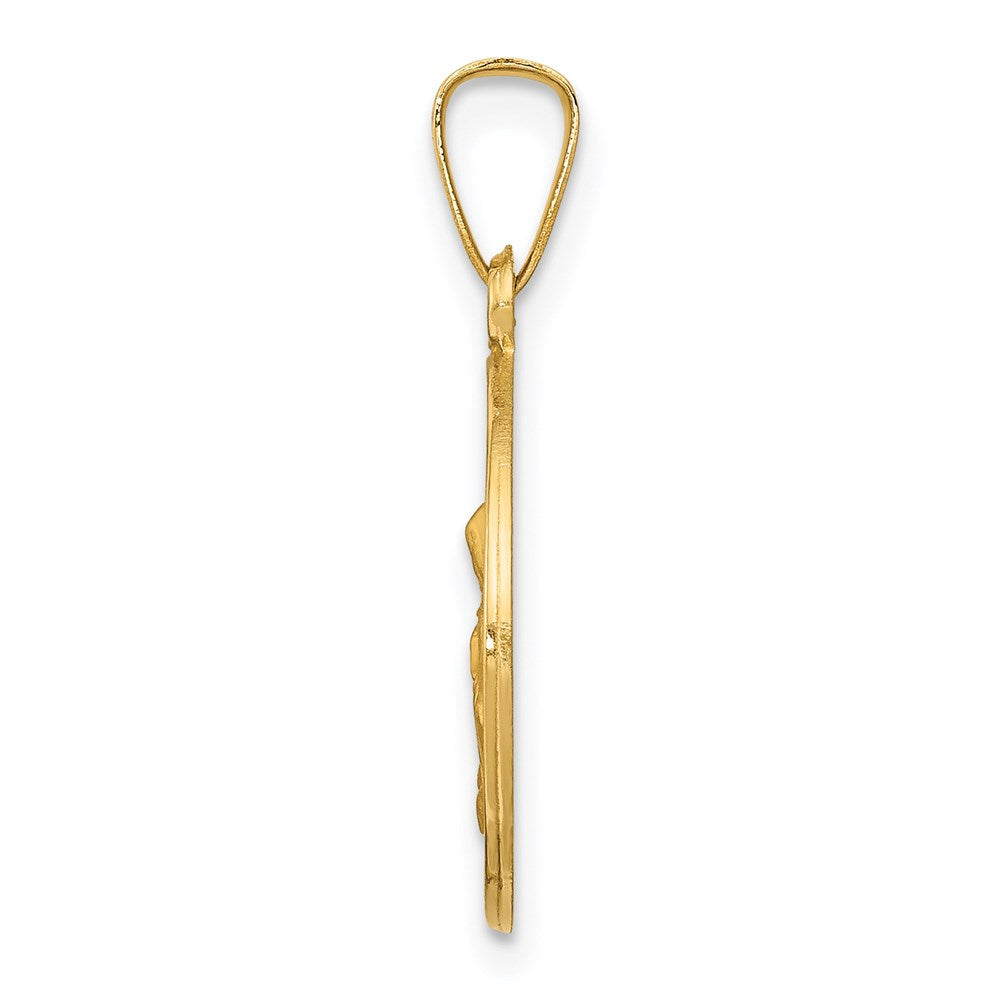 14k Yellow Gold Polished and Satin St. Anne Medal Hollow Engravable Charm Pendant Jewelry Gifts (Length 0.89" Width 0.6")