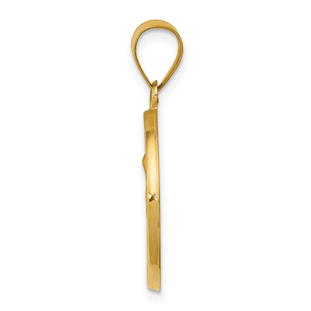 14k Yellow Gold Polished and Satin St. Anne Medal Hollow Engravable Charm Pendant Jewelry Gifts (Length 1.11" Width 0.74")