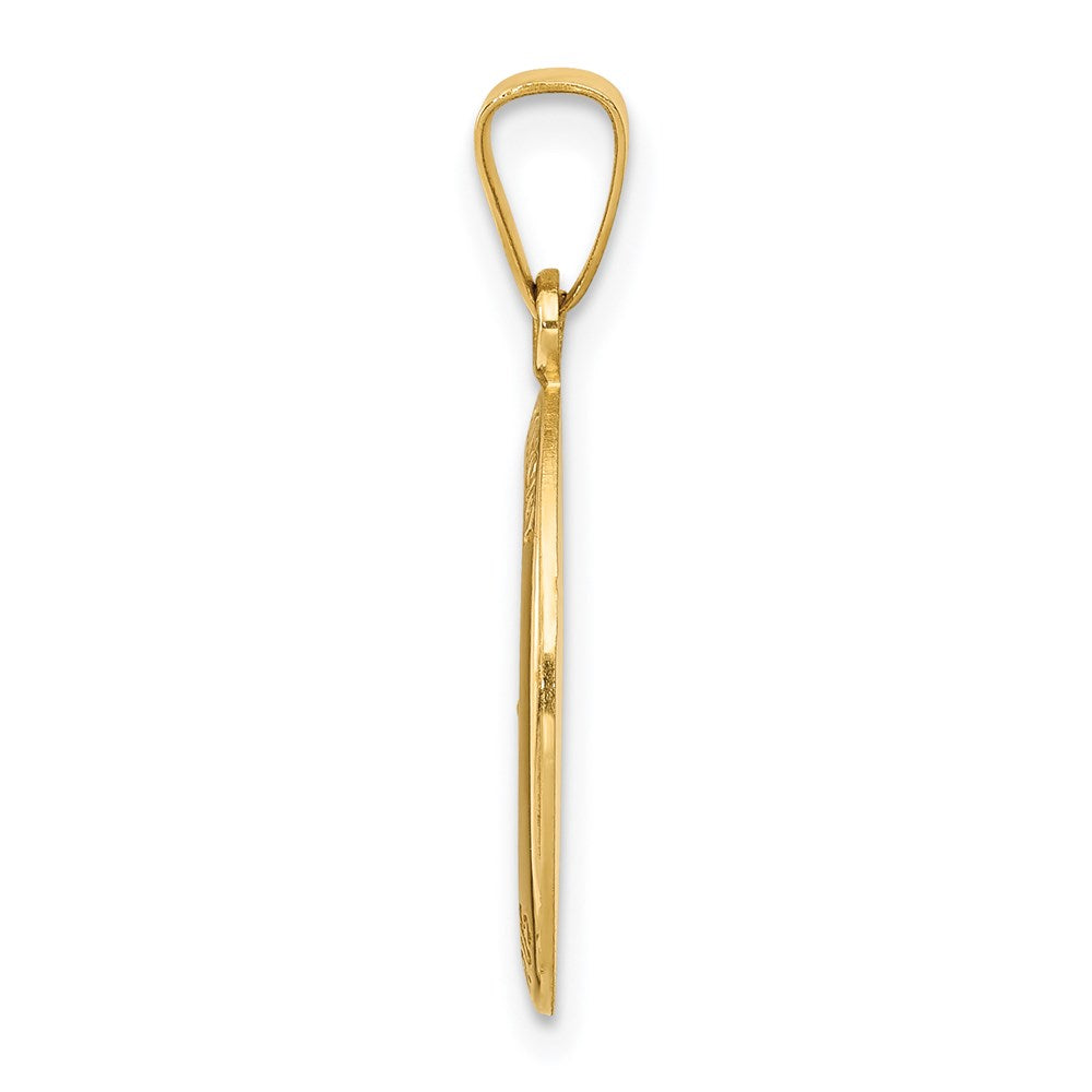 14k Yellow Gold Polished and Satin St. Anthony Medal Hollow Engravable Charm Pendant Jewelry Gifts (Length 0.91" Width 0.43")